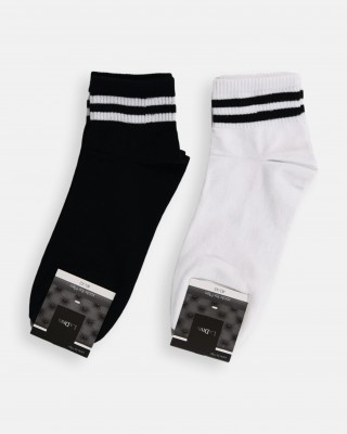 Cotton half socks Striped LA DIVA 2 Pack