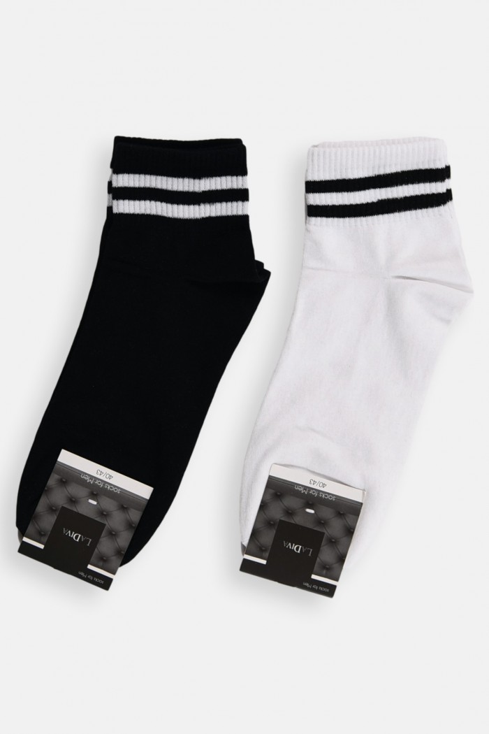 Cotton half socks Striped LA DIVA 2 Pack