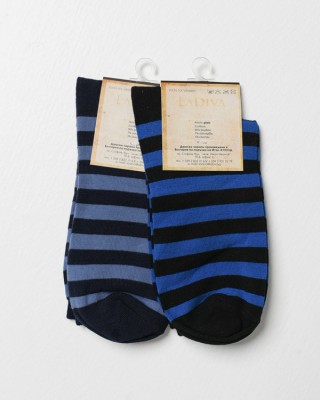 Damensocken LA DIVA 2er-Pack Blau Gestreift