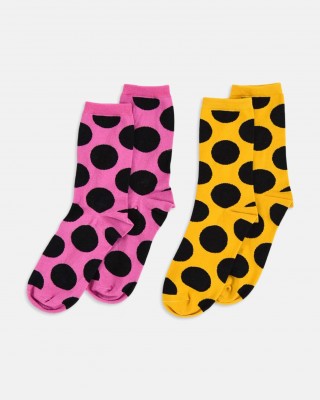 LA DIVA Damen Socken Polka Dots Fuchs und Gelb