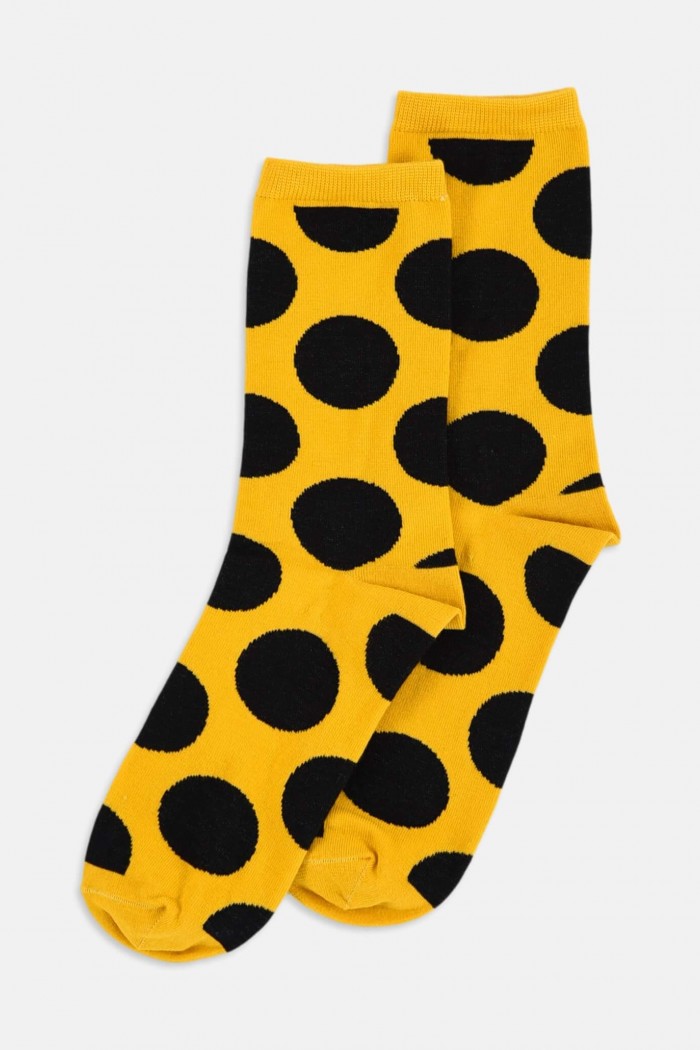 LA DIVA Damen Socken Polka Dots Fuchs und Gelb