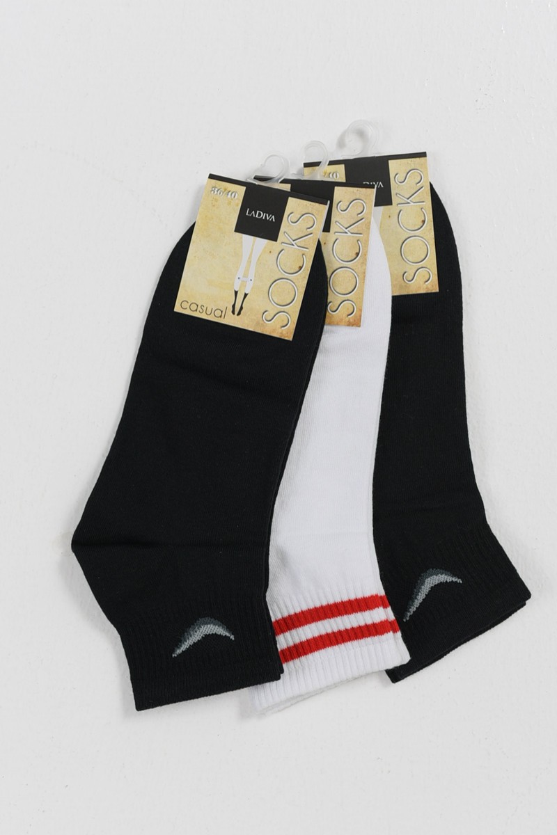 Half socks LA DIVA 3 pieces Black and White