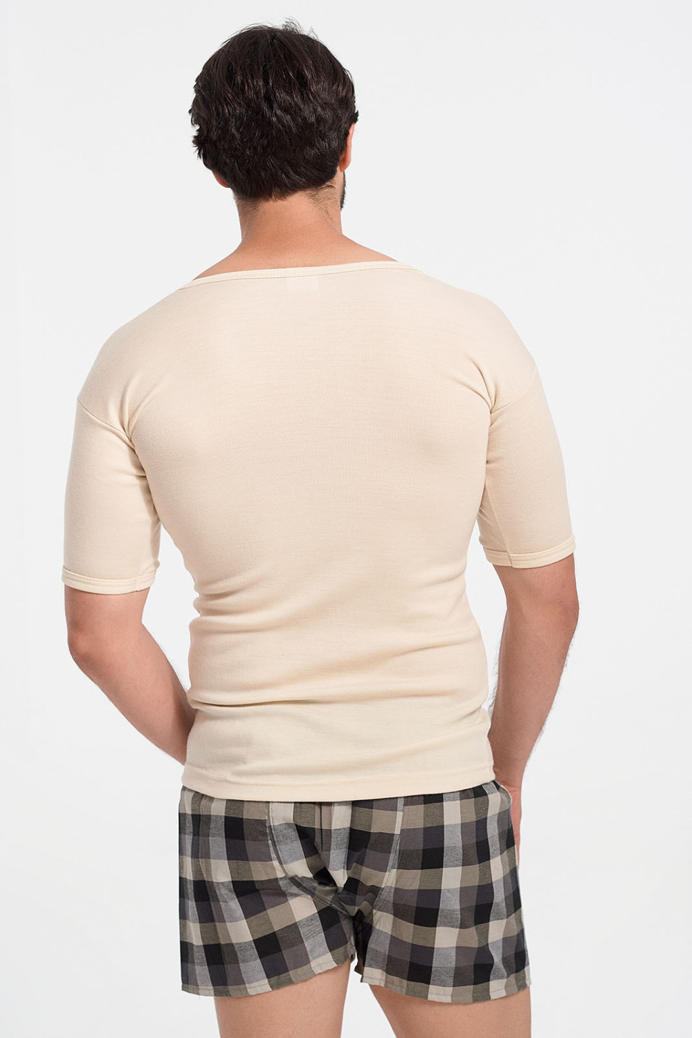 Lilis Kurzarmschal aus Wolle - Beige