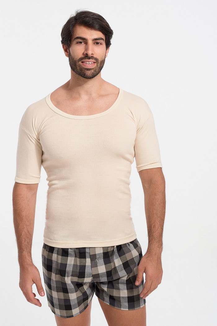 Lilis Kurzarmschal aus Wolle - Beige