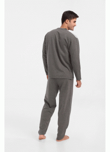 Herren Winterpyjama LION klassisch mit V Grau