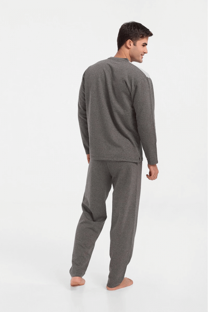 Men's Winter pajamas LION classic with V Grey