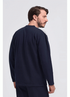 Herren Winterpyjama LION klassisch mit V Dunkelblau Herren Winterpyjama LION klassisch mit V Dunkelblau
