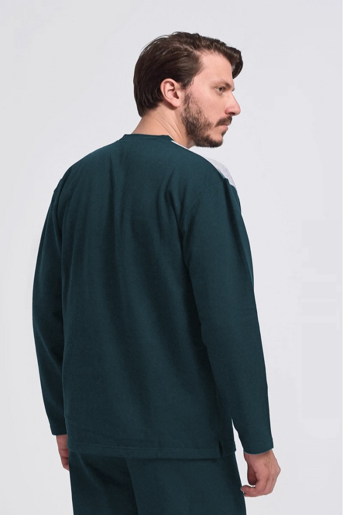 Men's Pajamas LION classic with V PETROL