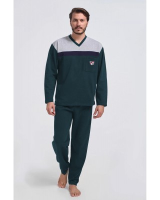 Men's Pajamas LION classic with V PETROL