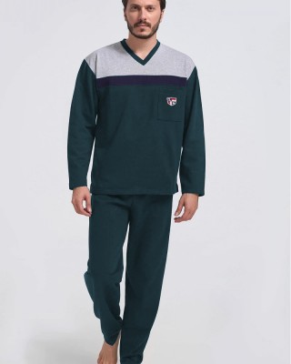 Men's Pajamas LION classic with V PETROL