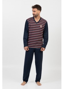 Herren-Herbstpyjama LION STRIPES Bordeaux Herren-Herbstpyjama LION STRIPES Bordeaux
