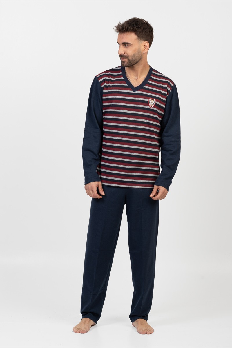 Herren-Herbstpyjama LION STRIPES Bordeaux
