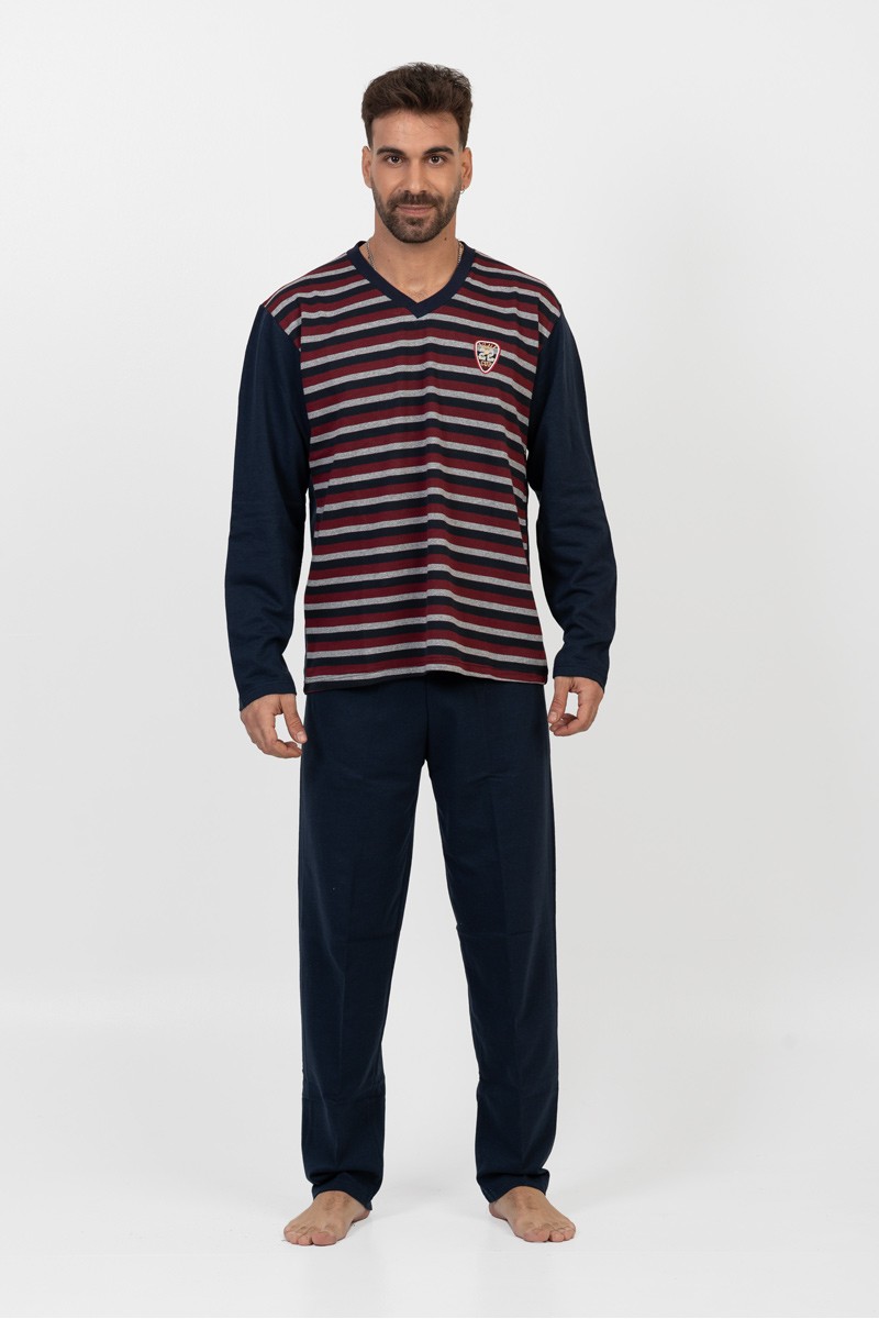 Herren-Herbstpyjama LION STRIPES Bordeaux Herren-Herbstpyjama LION STRIPES Bordeaux