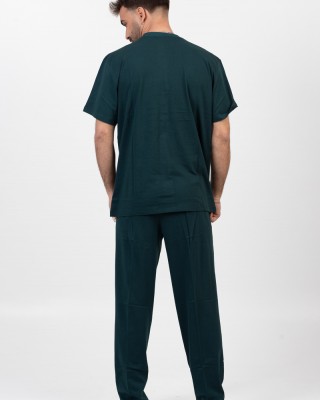 Herren Schlafanzug LION mit 2 Hosen Zypressengrün 02