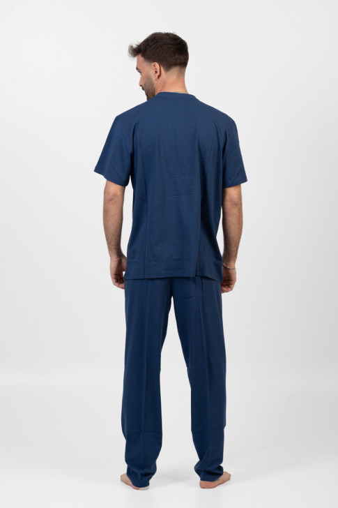 Herren Schlafanzug LION mit 2 Hosen Blau Raph 03