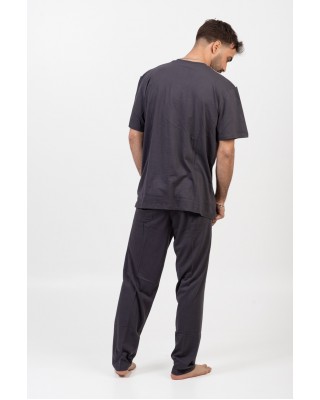 Herren Schlafanzug LION mit 2 Hosen Anthrazit 04