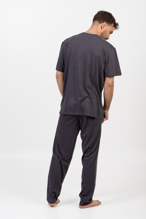 Herren Schlafanzug LION mit 2 Hosen Anthrazit 04