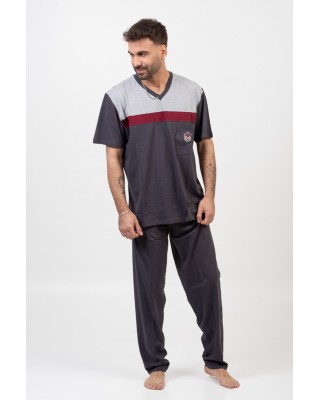 Herren Schlafanzug LION mit 2 Hosen Anthrazit 04