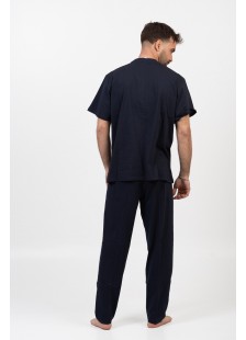 Herren Schlafanzug LION mit 2 Hosen Navy 01