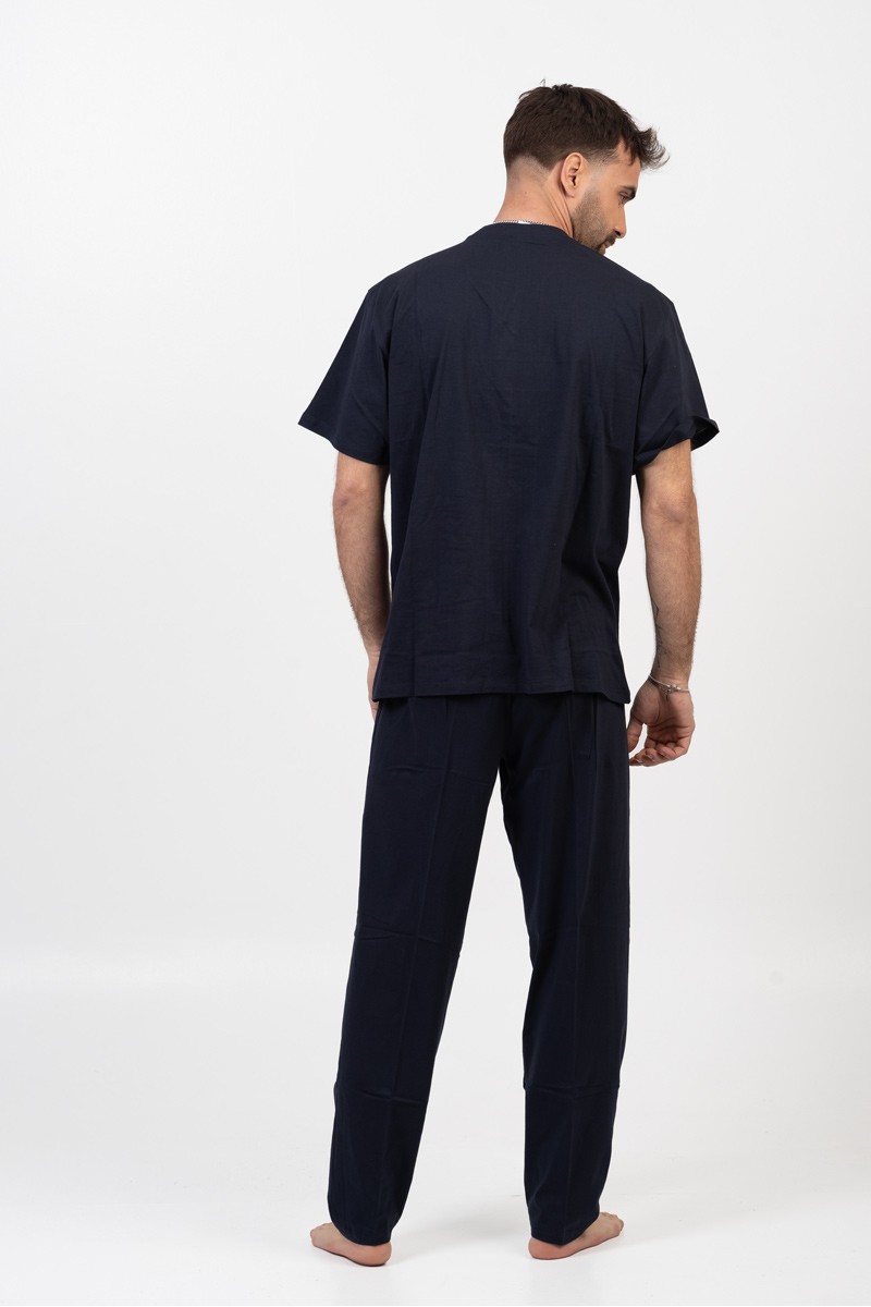 Herren Schlafanzug LION mit 2 Hosen Navy 01