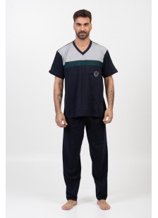 Herren Schlafanzug LION mit 2 Hosen Navy 01