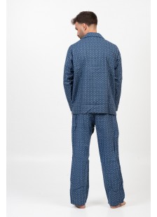 Herren Schlafanzug mit Knöpfen LION Spring 2520 BLUE DROPS