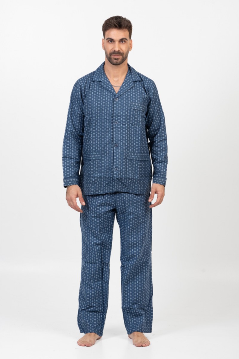 Herren Schlafanzug mit Knöpfen LION Spring 2520 BLUE DROPS