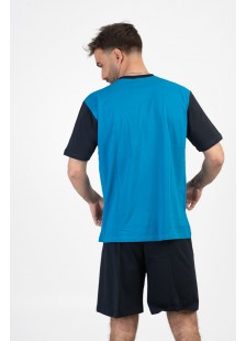 Herren Schlafanzug LION OCEAN CREW Blau Karo Herren Schlafanzug LION OCEAN CREW Blau Karo