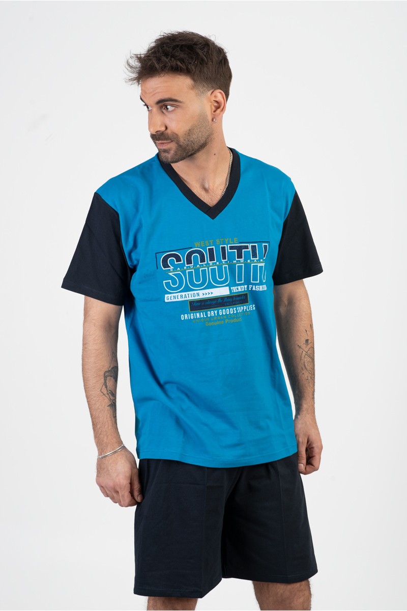 Herren Schlafanzug LION SOUTH Blau Karo