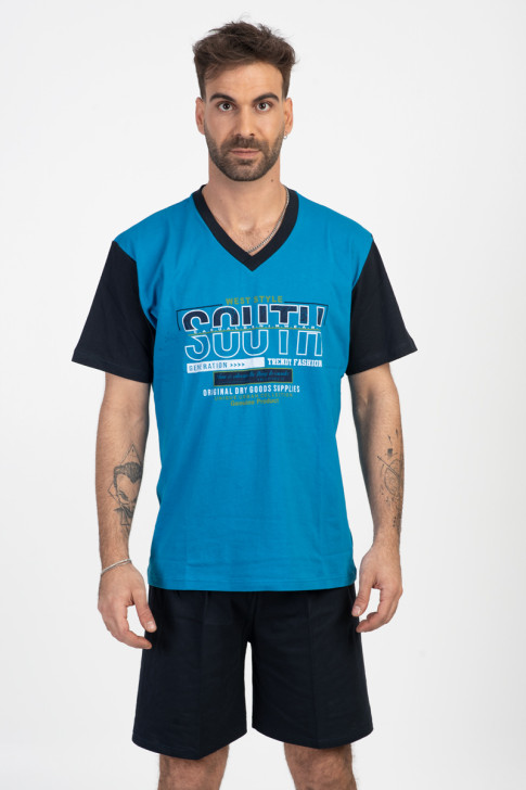 Herren Schlafanzug LION SOUTH Blau Karo
