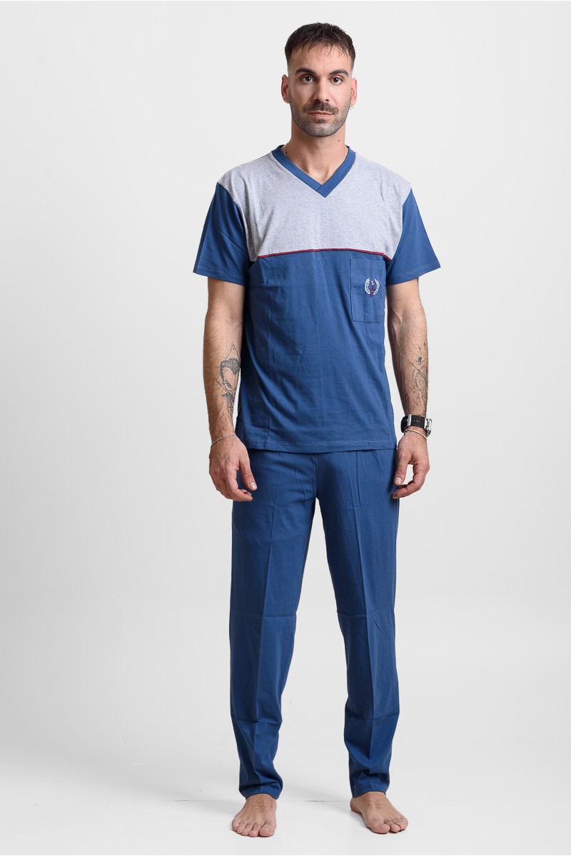 Herren Schlafanzug LION mit 2 Hosen 25-102 Blau Raph Herren Schlafanzug LION mit 2 Hosen 25-102 Blau Raph