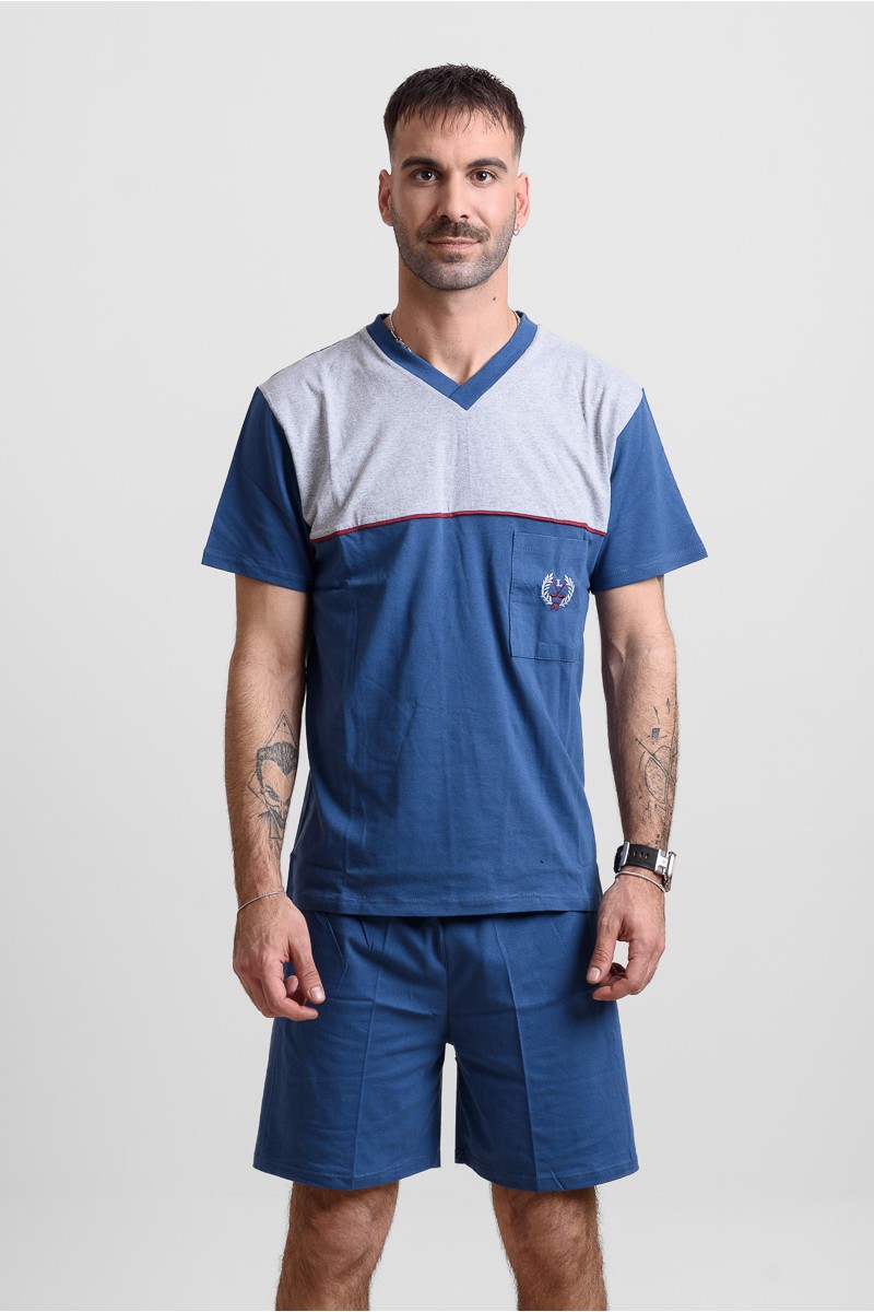 Herren Schlafanzug LION mit 2 Hosen 25-102 Blau Raph Herren Schlafanzug LION mit 2 Hosen 25-102 Blau Raph