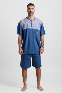 Men's pajamas with 2 pants LION 25-200 PLUS SIZE Blue Raph