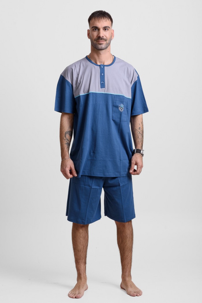 Men's pajamas with 2 pants LION 25-200 PLUS SIZE Blue Raph