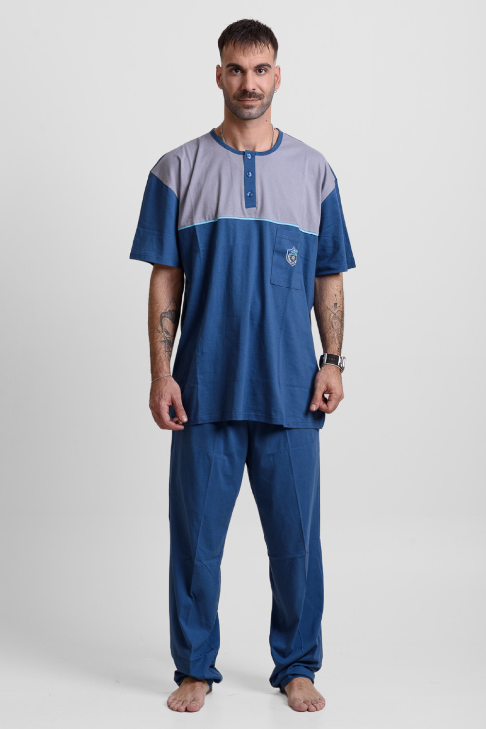 Men's pajamas with 2 pants LION 25-200 PLUS SIZE Blue Raph