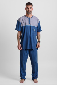 Men's pajamas with 2 pants LION 25-200 PLUS SIZE Blue Raph