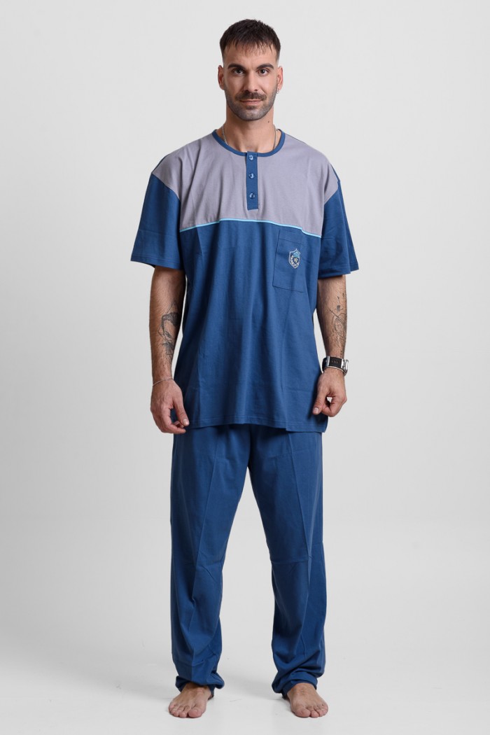 Men's pajamas with 2 pants LION 25-200 PLUS SIZE Blue Raph