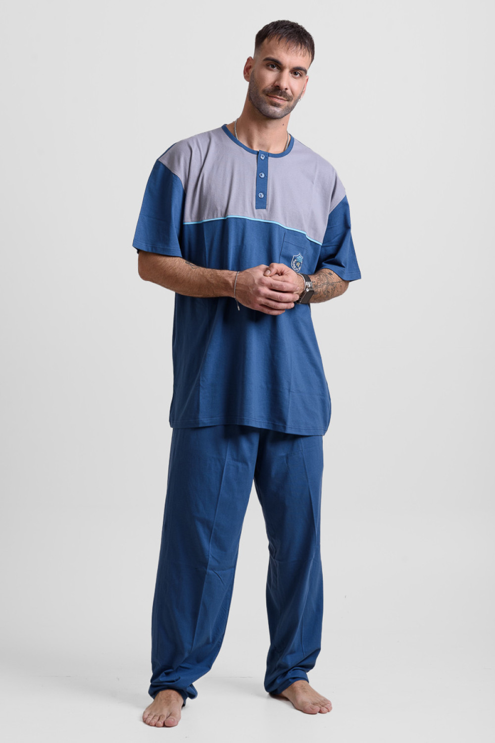 Men's pajamas with 2 pants LION 25-200 PLUS SIZE Blue Raph