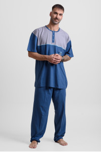 Men's pajamas with 2 pants LION 25-200 PLUS SIZE Blue Raph