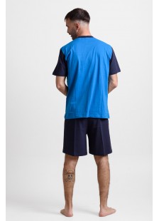 Herren Schlafanzug LION RESPECT Blau Karo