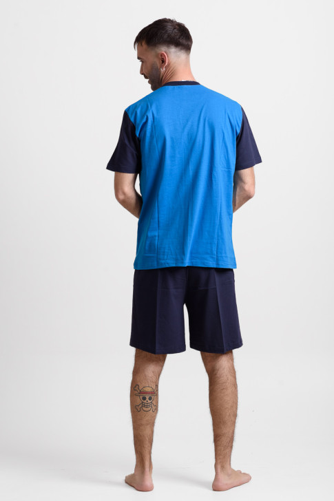 Herren Schlafanzug LION RESPECT Blau Karo