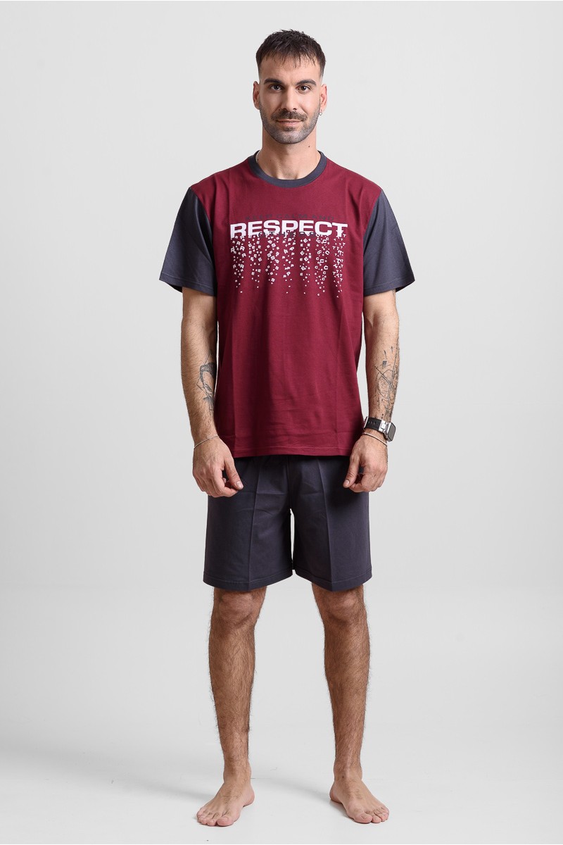 Herren Schlafanzug LION RESPECT Bordeaux