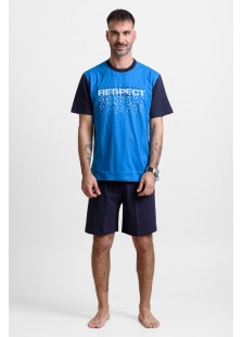 Herren Schlafanzug LION RESPECT Blau Karo