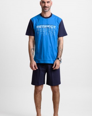 Herren Schlafanzug LION RESPECT Blau Karo