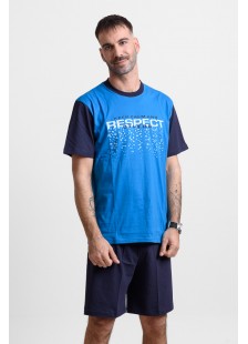 Herren Schlafanzug LION RESPECT Blau Karo
