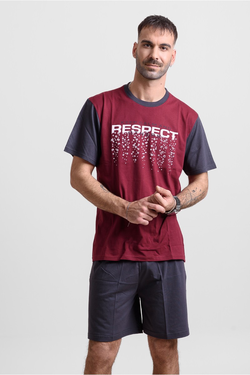 Herren Schlafanzug LION RESPECT Bordeaux