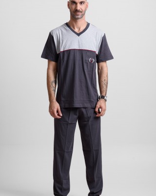 Herren Schlafanzug LION mit 2 Hosen 25-100 Anthrazit