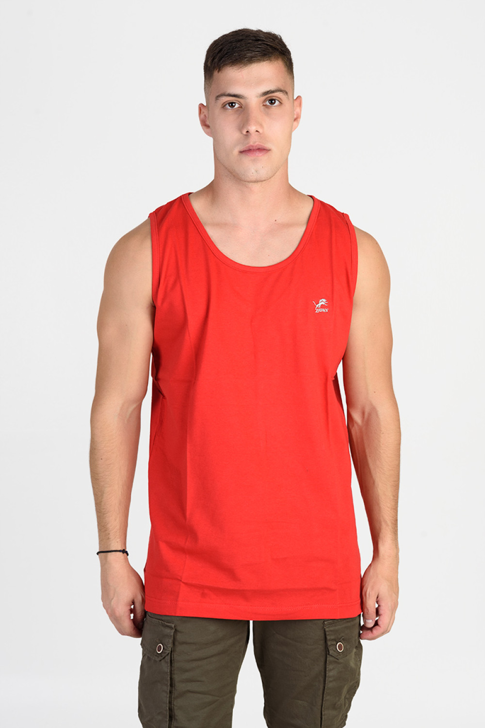 Men's sleeveless blouse LION Black and Red