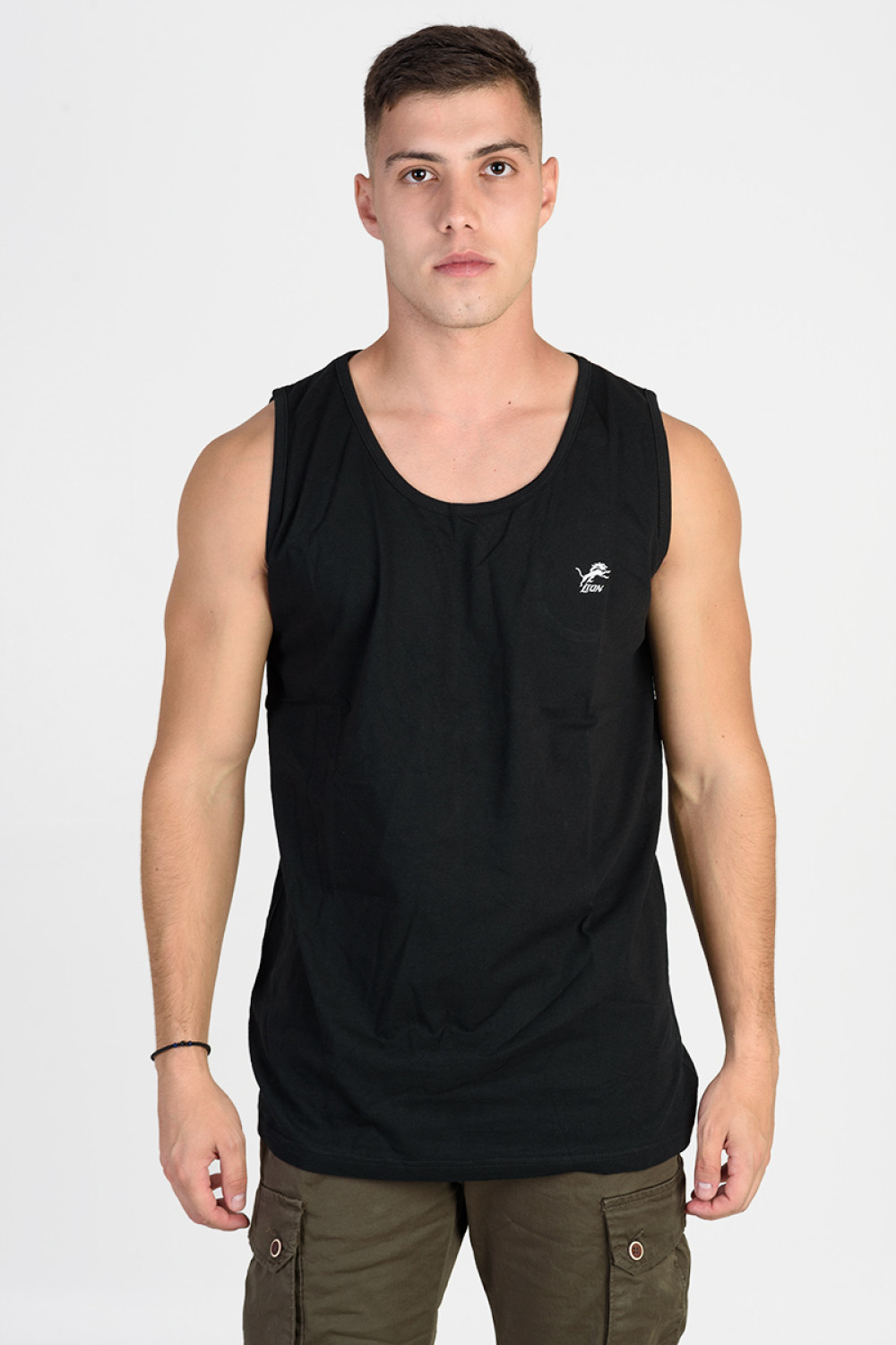 Men's sleeveless blouse LION Black and Red