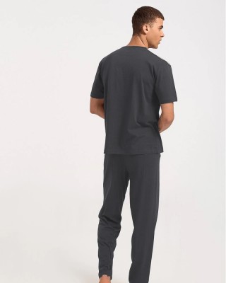 Herren Schlafanzug LION Große Größe Charcoal